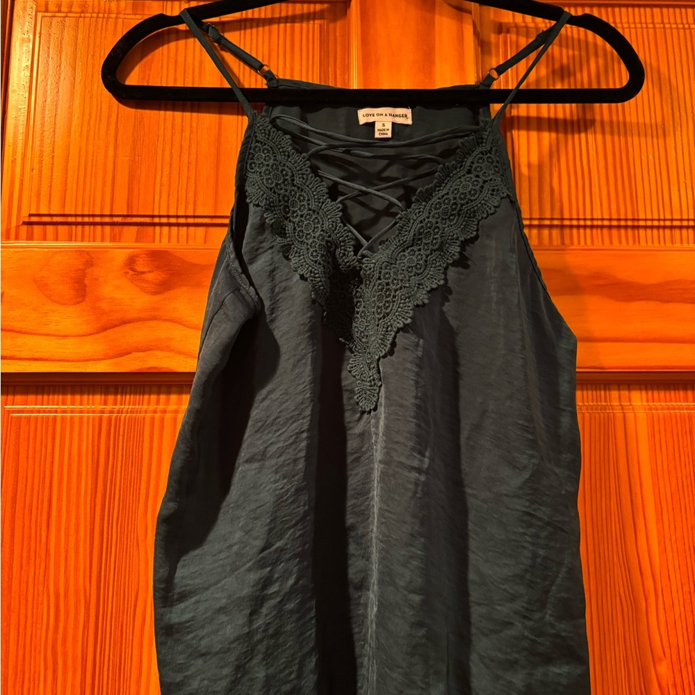 Love on a Hanger Green Lace-Up Camisole Top